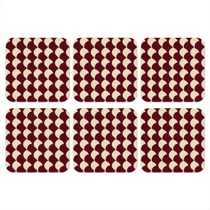Rood - Tegelpatroon - Crème onderzetter kurk middel 366 -3d