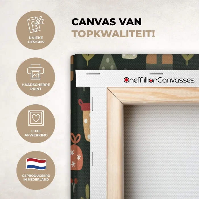 Illustratie - Kerstfiguren - Groen canvas 2cm xxl 828 -sfeer2