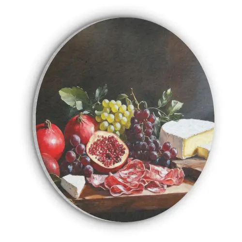 Borrelplank - Stilleven - Vintage Akoestische PET Vilt - Rond klein -3d