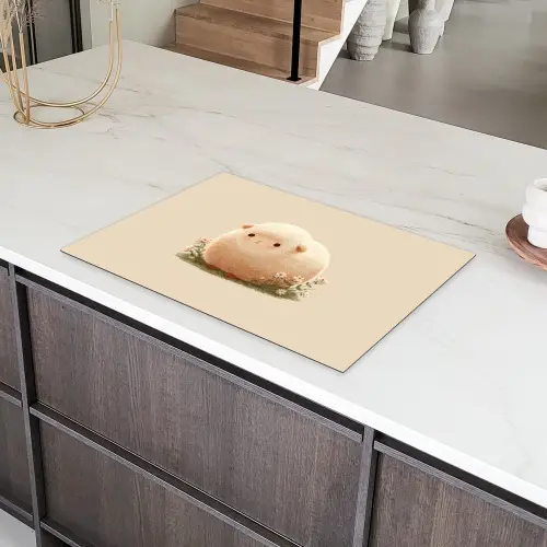 Schaap - Beige - Bloemen Inductie beschermer vinyl 3mm klein -sfeer8