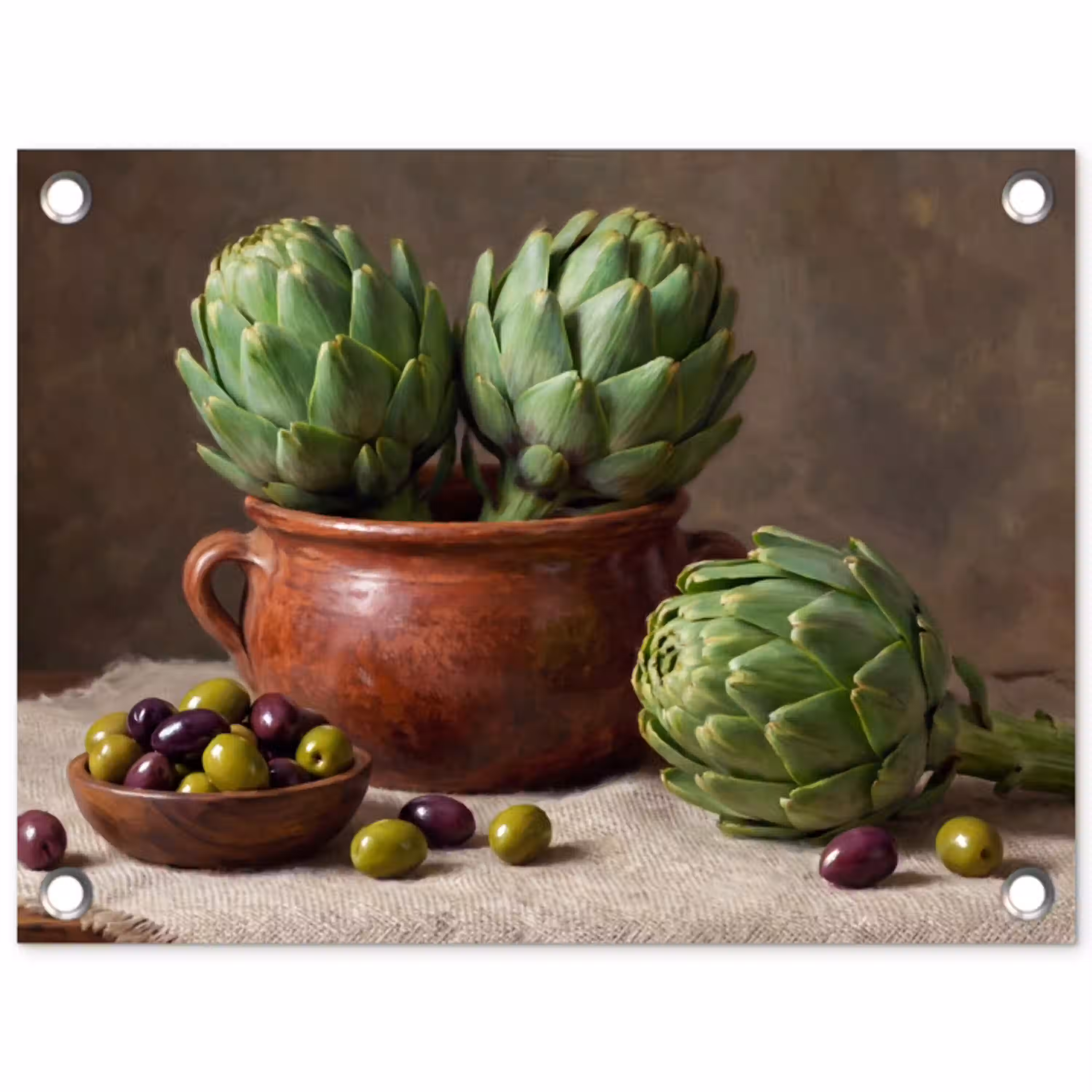 Artisjokken - Olijven - Eten tuinposter los doek klein -3d
