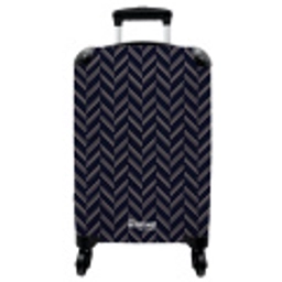 Visgraatstructuur met lichtroze lijnen op donkerblauw NBS - Handbagage koffer - Vrouwen middel -3d