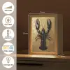 Kreeft - Zwart - Goud - Luxe Light Box met kabel (Tafellamp) klein -USP_FR