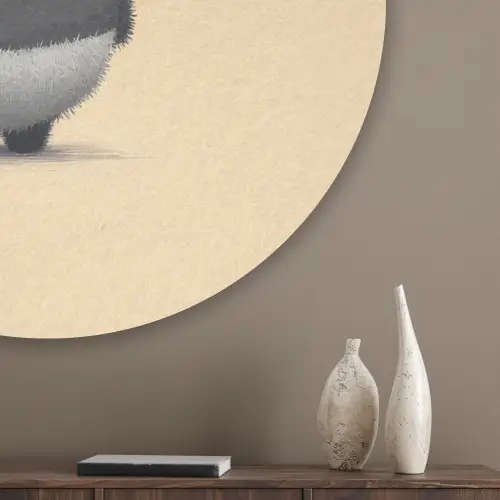 Panda - Beige - Minimalistisch Akoestische PET Vilt - Rond klein -sfeer5_closeup