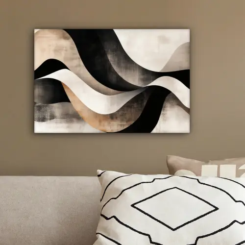 Abstract - Golven - Zwart - Verweerd canvas 2cm klein -sfeer3