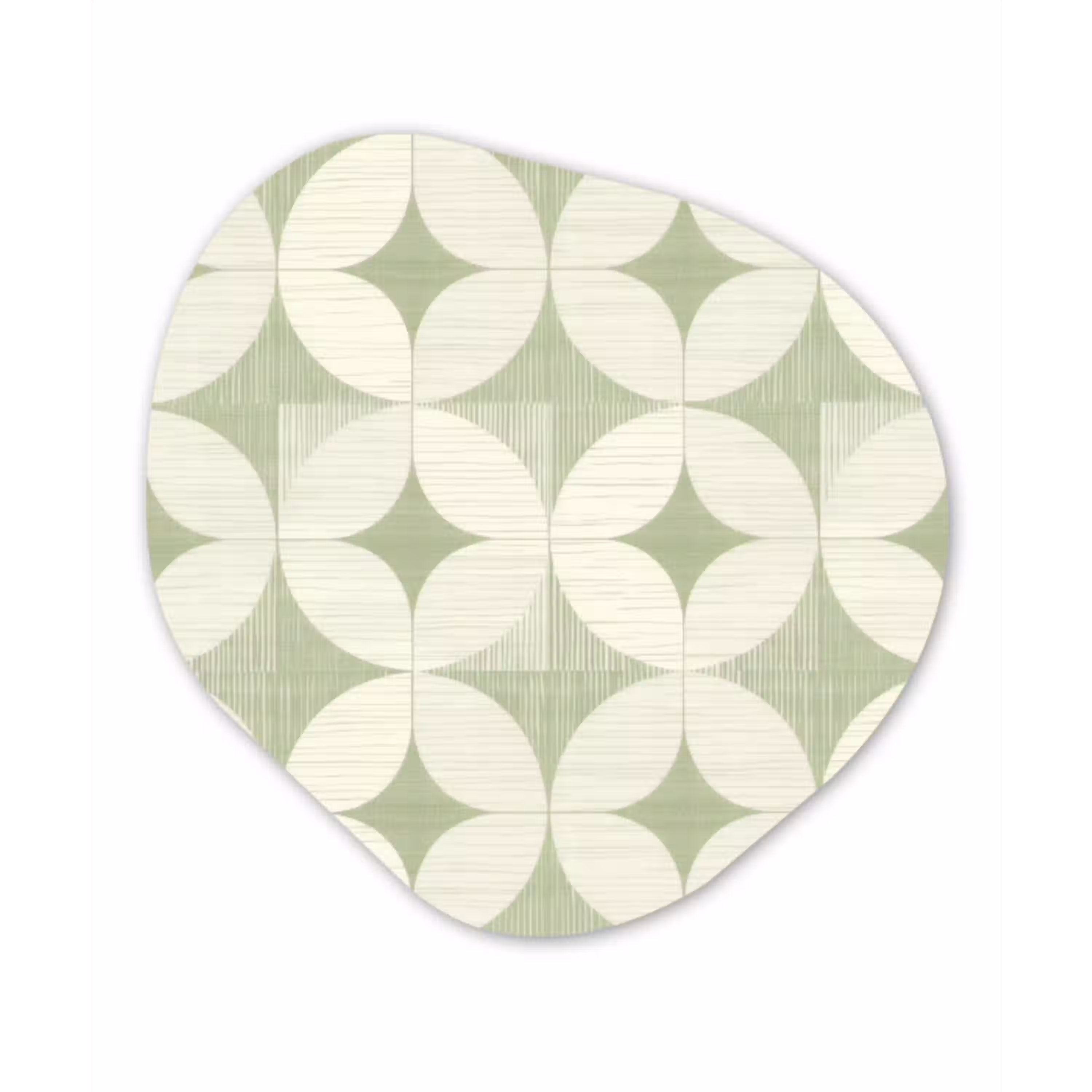 Saliegroen - Geometrisch - Retro - Mid-Century - Patroon Wandcirkel Organisch Forex 3mm klein 629 -3d