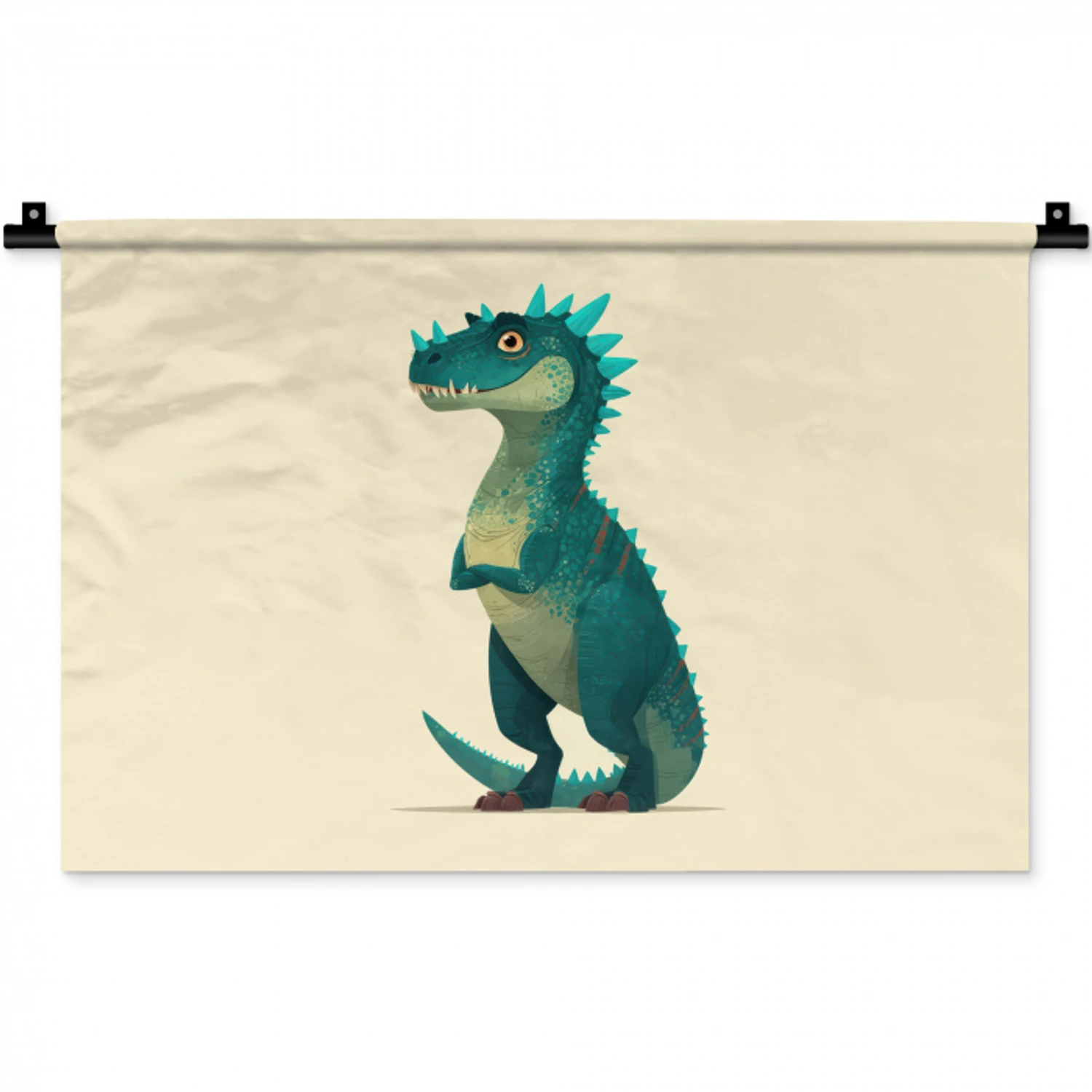 Dinosaurus - Turquoise - Stekels Wandkleed katoen klein -zz3d