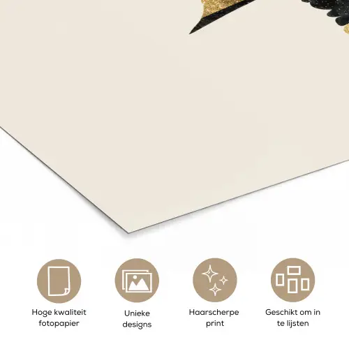 Zwarte zwaluw - Gouden accenten - Lichte achtergrond poster papier klein -closeup_NL
