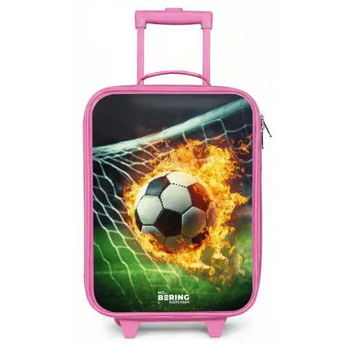 Vuurvoetbal in doelnet vastgelegd Kinderkoffer - Roze klein -zz3dotto