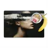 Gezicht - Vrouw - Zwart - Abstract Placemat vinyl groot -zzzproduct_Kitchenyeah-website