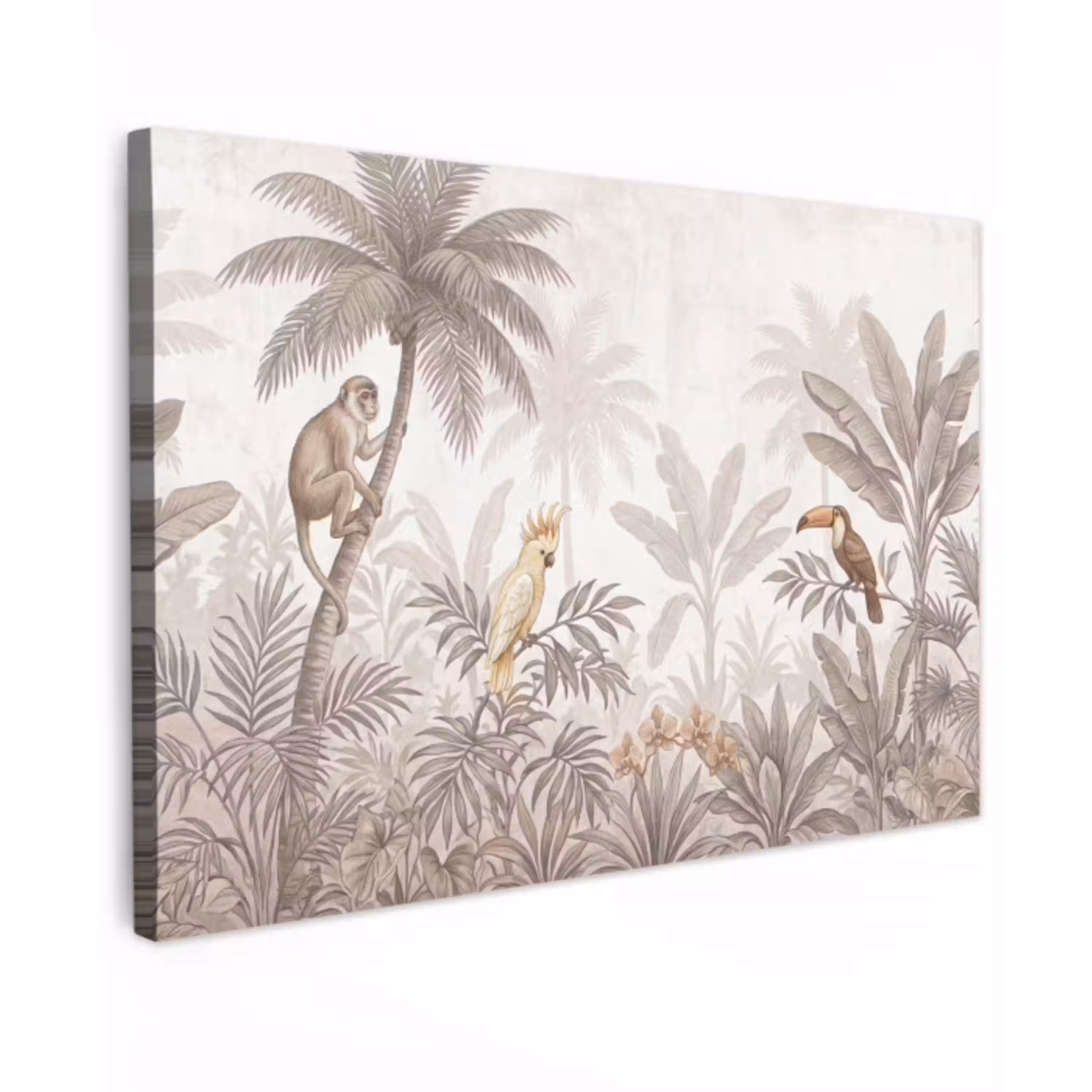 Jungle - Dieren - Palmbomen canvas 2cm klein -z3d