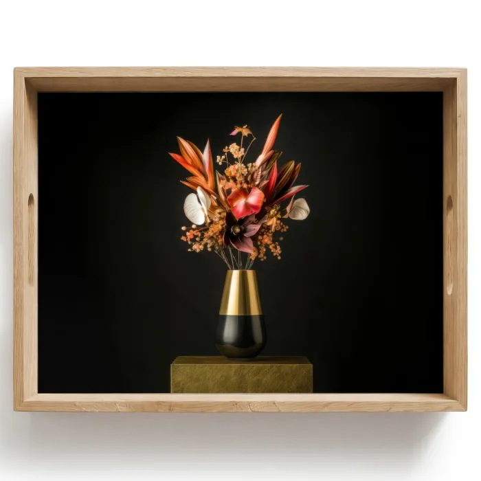 Exotisch - Boeket - Vaas - Goud Dienblad Rechthoek middel -z3d_shopping