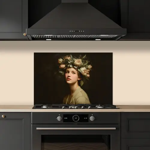Bloemenstilte - Vrouw - Portret keuken achterwand spatscherm klein -sfeer1