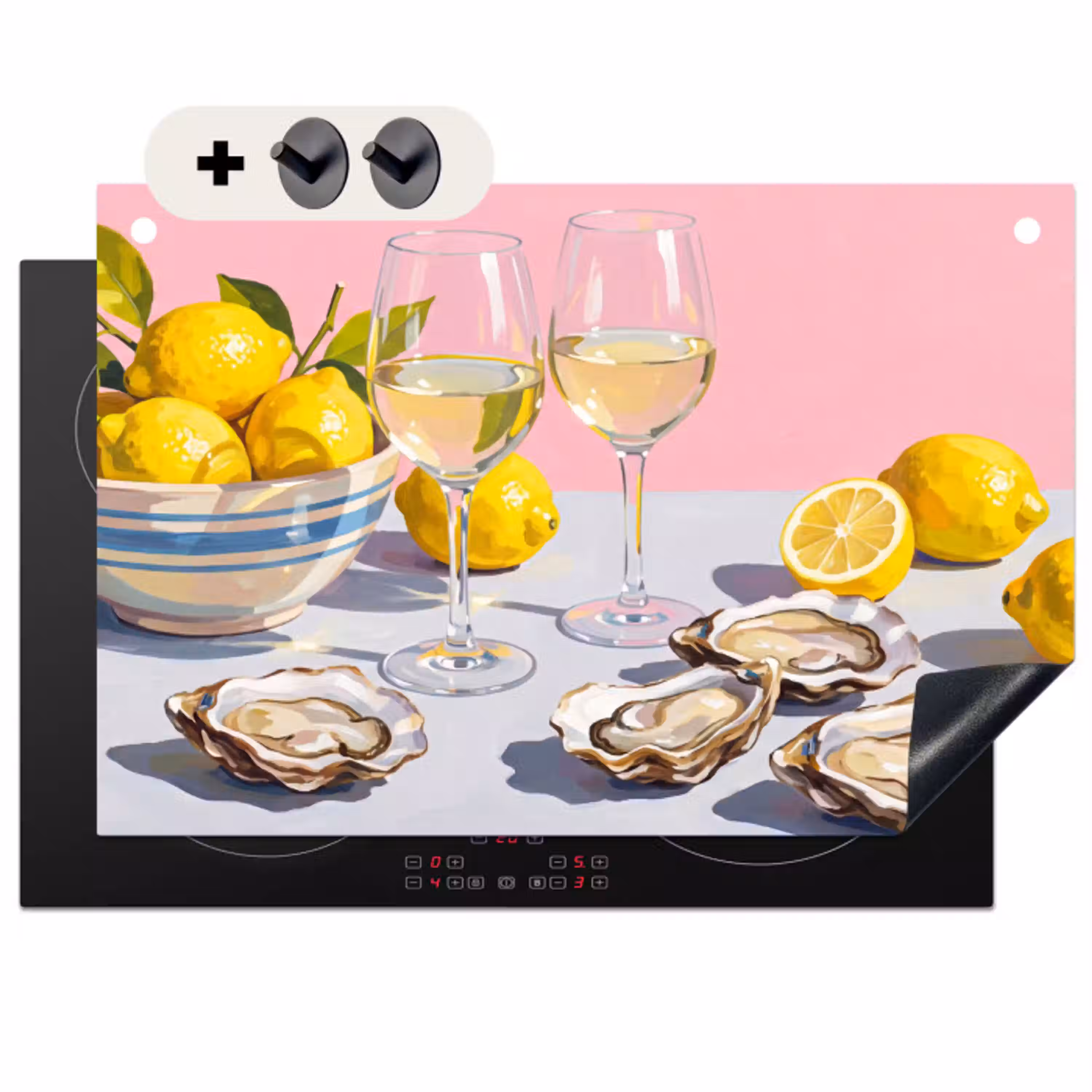 Citroen - Wijn - Eten Inductie beschemer met haakjes klein -3d