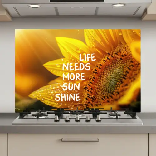 Zonnebloem - Close up - Geel - Quote keuken achterwand spatscherm klein -3d_website