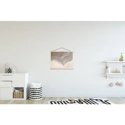 Golvende lijnen - Luchtstromen - Harmonieus textielposter latten blank klein -kinderkamer
