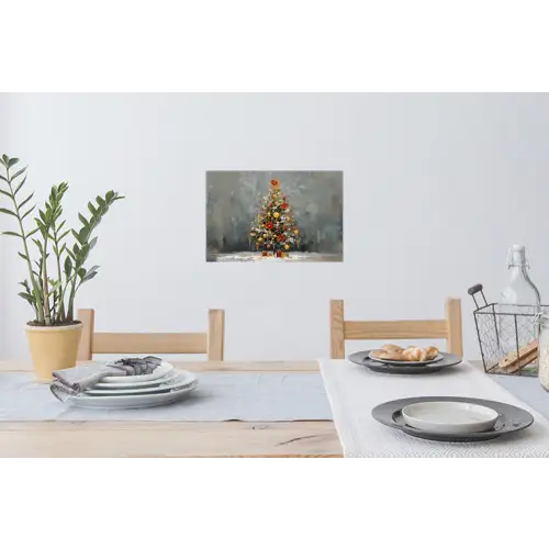 Kerstboom - Cadeaus - Rood - Goud Muursticker klein -eettafel