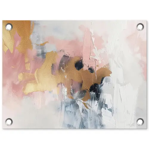 Abstract - Pastel kleuren - Goud - Modern - Aesthetic tuinposter los doek klein -3d