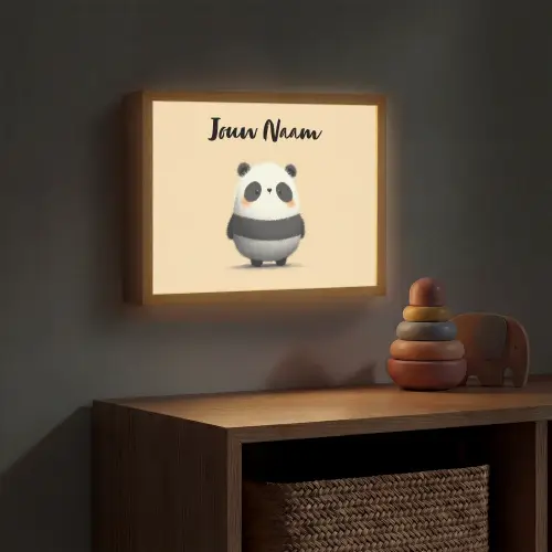 Panda - Beige - Minimalistisch Light Box met batterij (Wandlamp kind) middel -sfeer5_kind