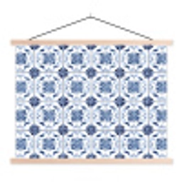 Patroon - Tegel - Blauw textielposter latten blank klein 122 -3d
