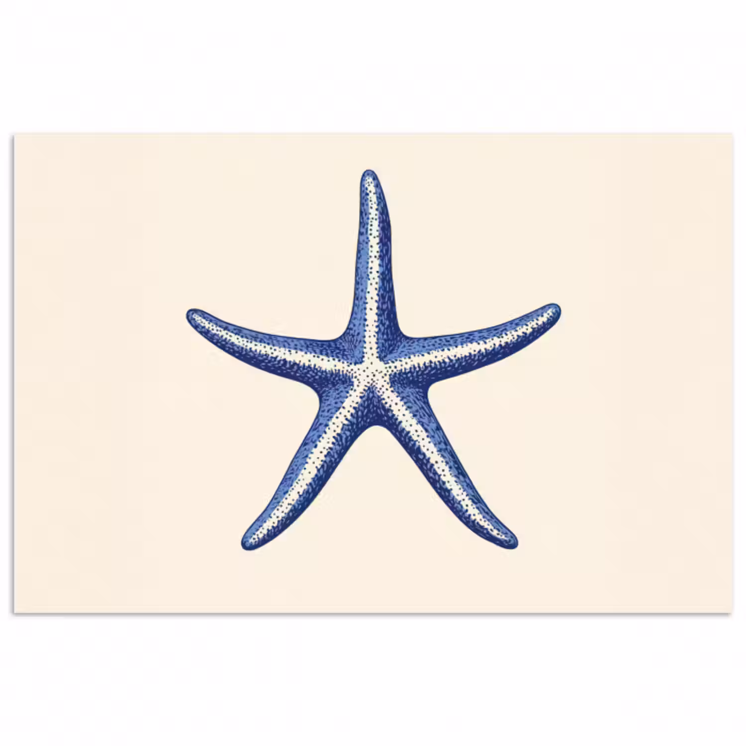 Poster - Blauer Seestern - Minimalistisch - Beige