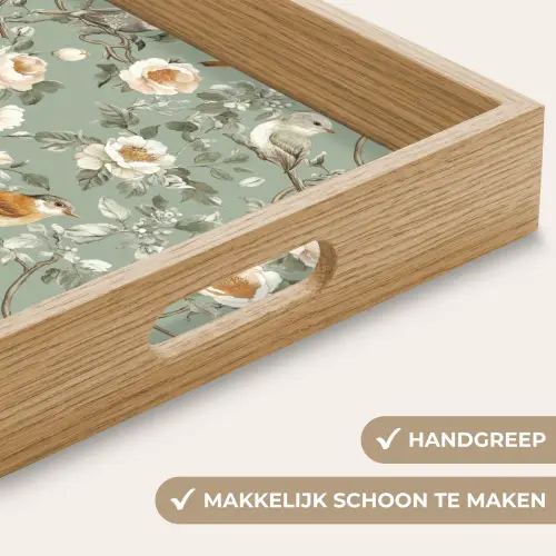 Roze - Vogels - Kleurrijk Dienblad Rechthoek middel 911 -USP_HandgreepNL