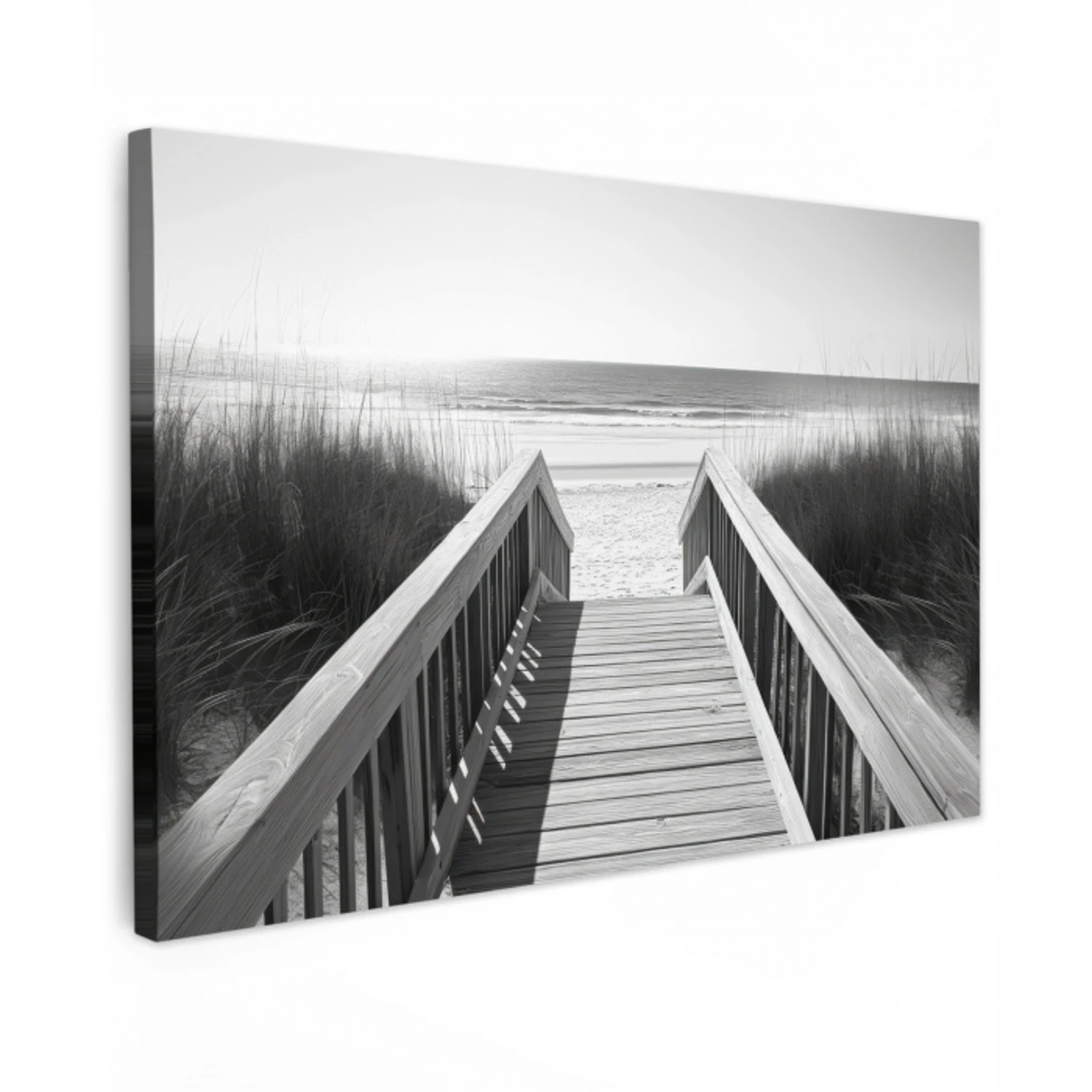 Loopbrug - Hout - Strand - Zee Tuinposter op houten frame 2 cm dik klein -3d