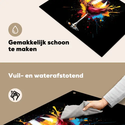 Wijn - Glas - Graffiti - Borrel - Rood - Verf Inductie beschemer met haakjes klein -ky-schoon-nl