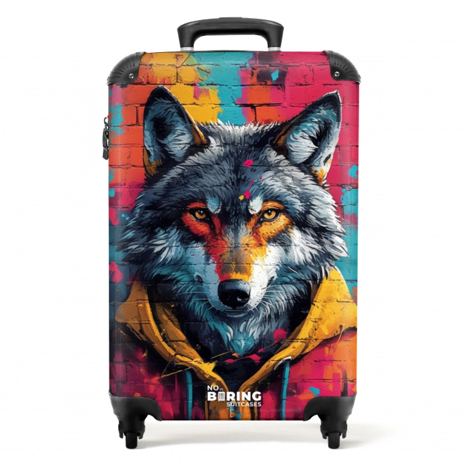 Kleurrijke vos met jas in graffiti stijl NBS - Handbagage koffer - Unisex middel -productfoto_recht