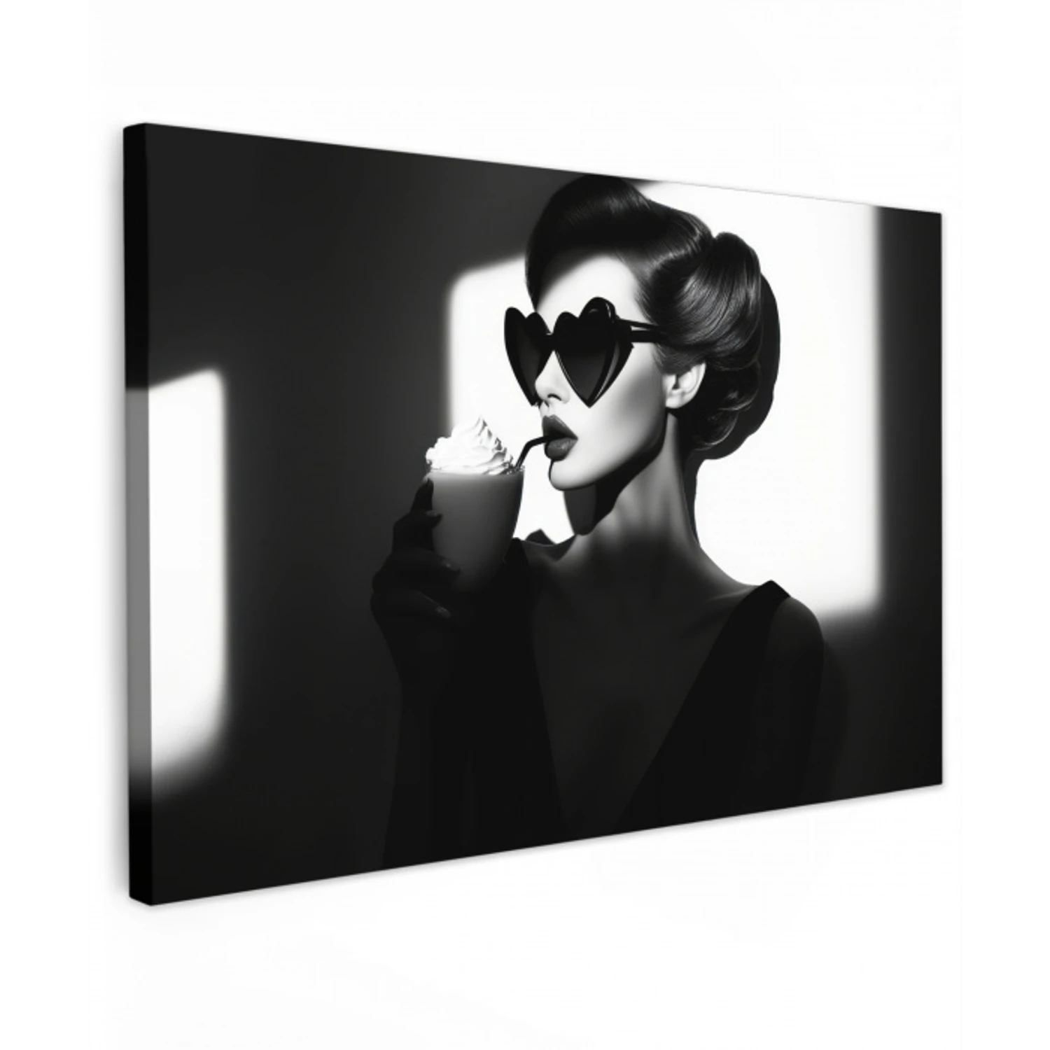 Vrouw - Zwart - Hart Tuinposter op houten frame 2 cm dik klein -3d