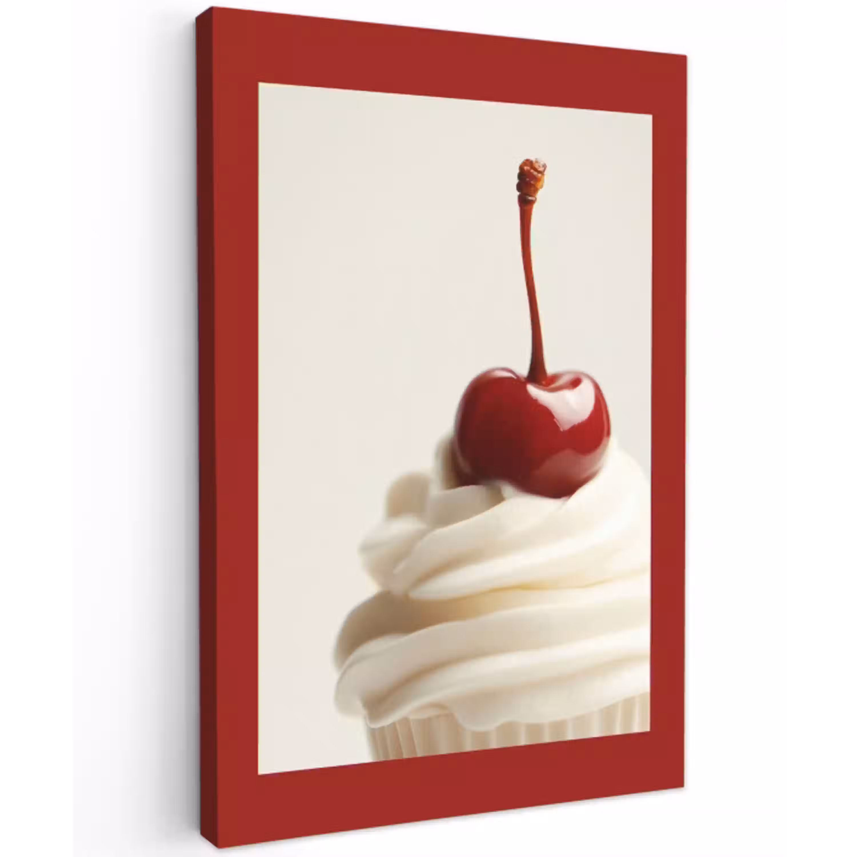 Cupcake - Kers - Rood Tuinposter op houten frame 2 cm dik klein -3d