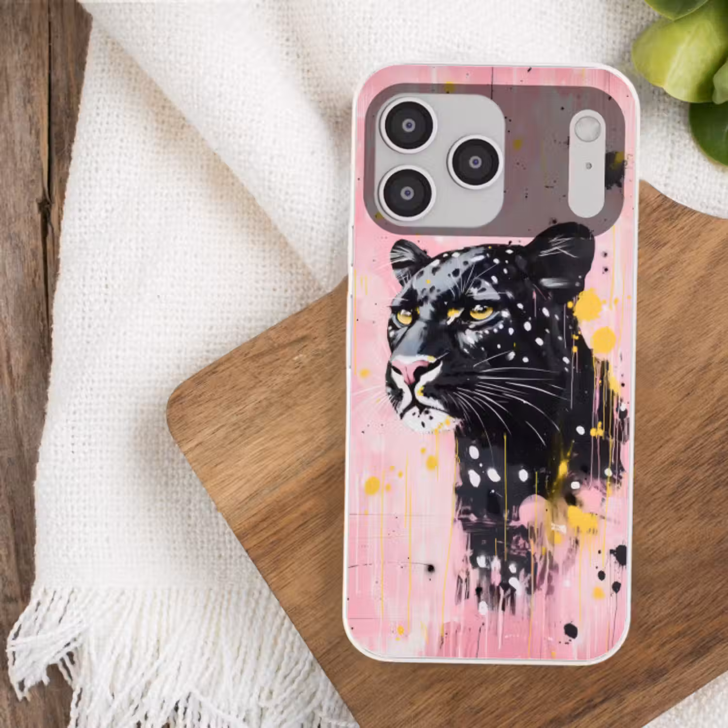 Telefoonhoesje Softcase - Zwart - Panter - Roze - Abstract