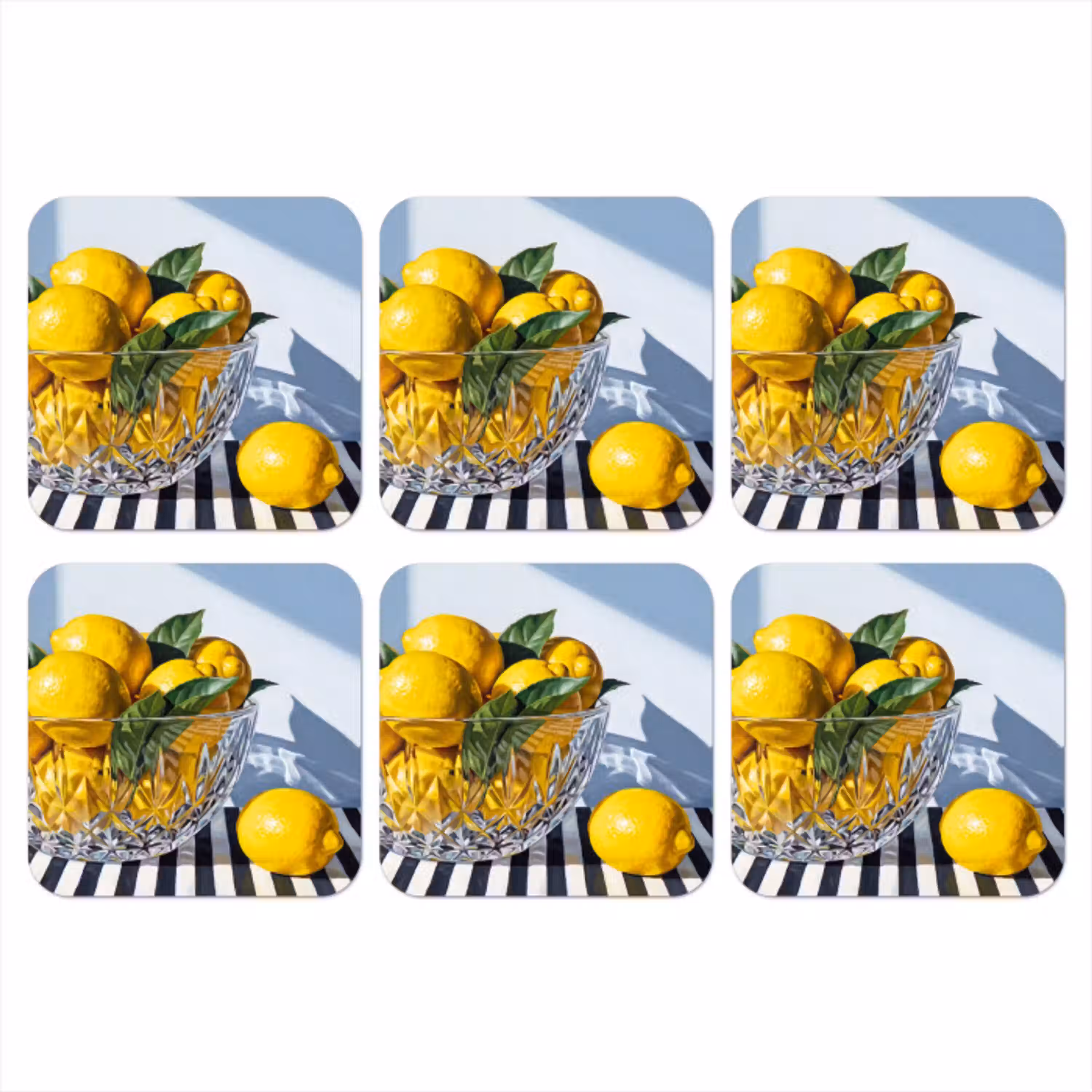 Citroenen - Fruit - Geel onderzetter kurk middel -3d