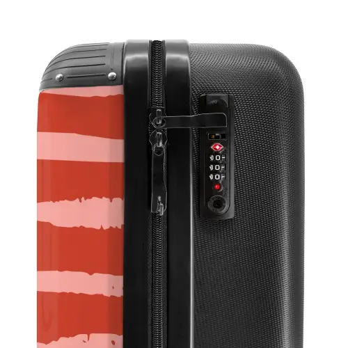 Speelse strepen op rode achtergrond NBS - Handbagage koffer - Kinderen Unisex middel -slot