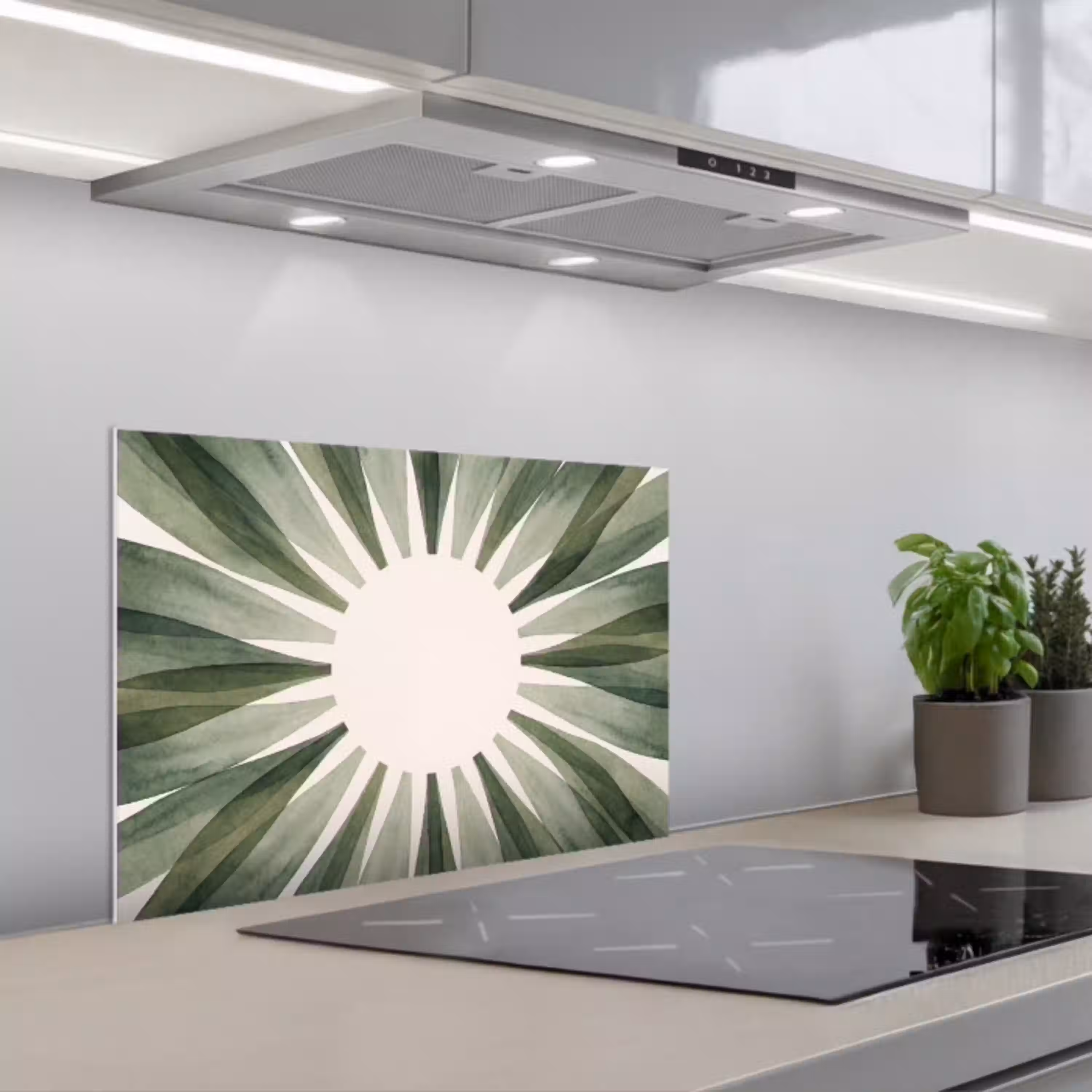 Planten - Abstract - Waterverf - Groen - Natuur keuken achterwand spatscherm klein -3d_schuin