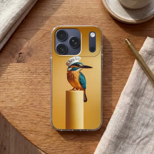 Ijsvogel - Pilaar - Koksmuts - Vogel Telefoonhoesje iPhone 17 Pro klein -sfeer1