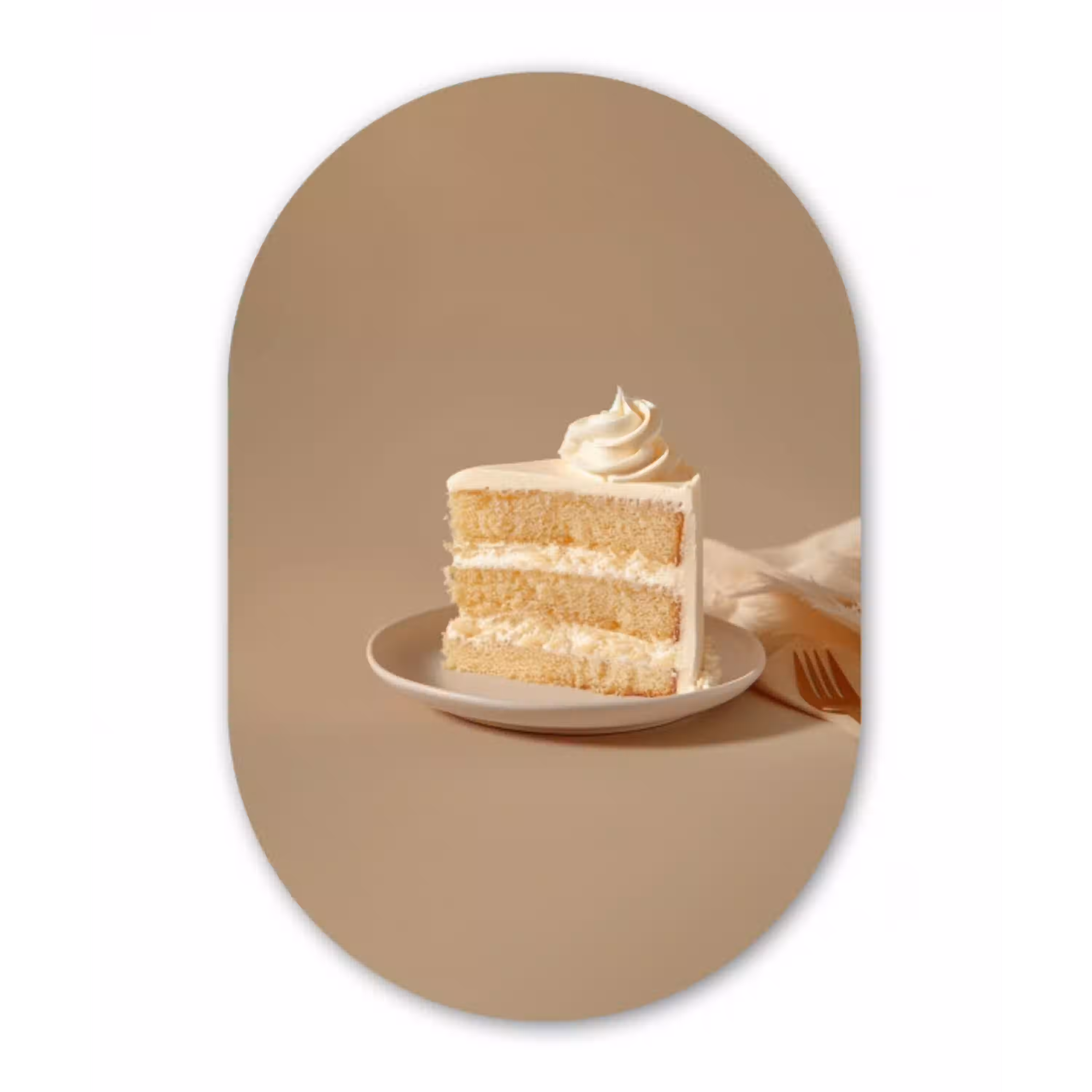 Vanilletaart - Cake - Romig Wandcirkel Ovaal Glas middel -3d