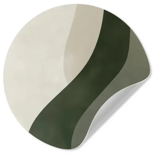 Japandi - Groen - Abstract - Modern Wandcirkel behangsticker klein -3d