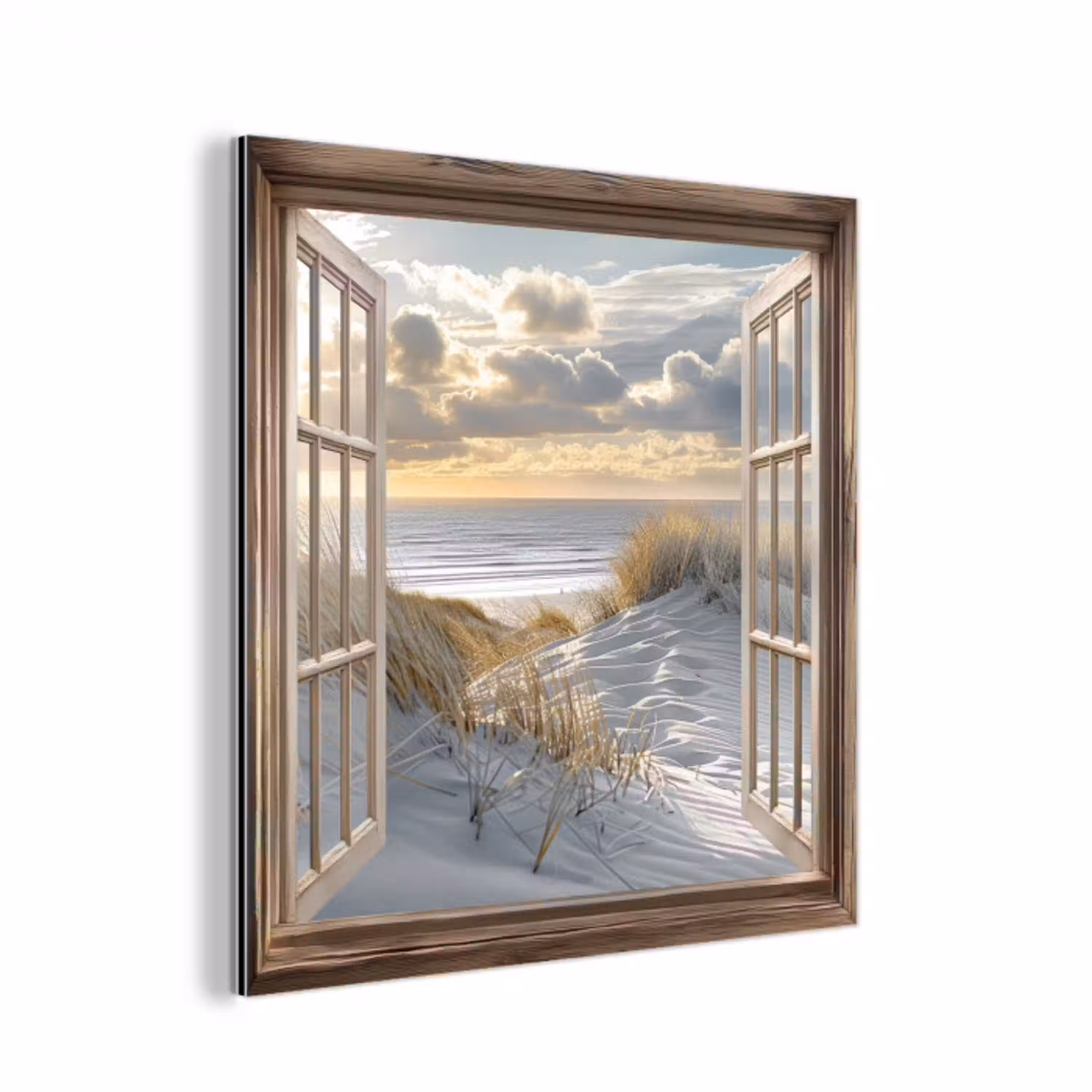 Doorkijk - Strand - Duinen - Zee - Natuur aluminium wit klein -3d