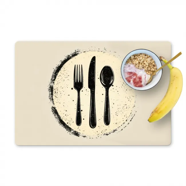 Zwart - Bestek - Rondje Placemat vinyl groot -zzzproduct_Kitchenyeah-website