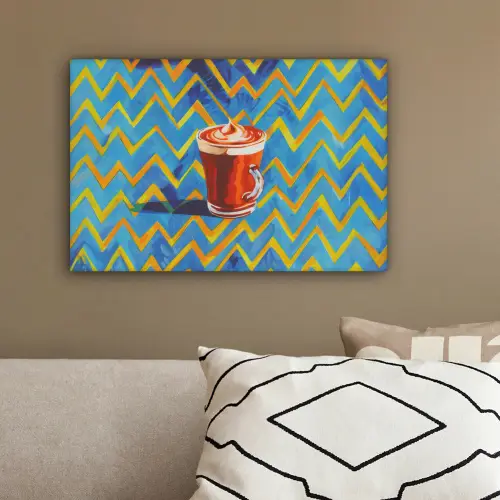 Mok - Koffie - Zigzag - Slagroom canvas 2cm klein -sfeer3