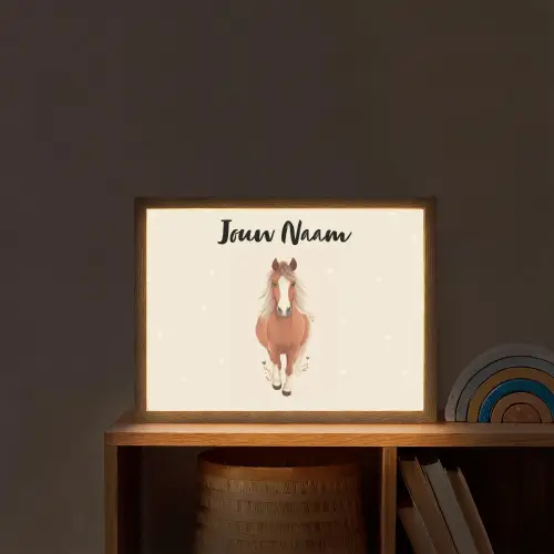 Paard - Galop - Bruin - Stippen Light Box met batterij (Wandlamp kind) middel -sfeer1_kind