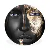 Vrouw - Bladgoud - Zwart - Goud - Luxe Wandcirkel aluminium klein -3d