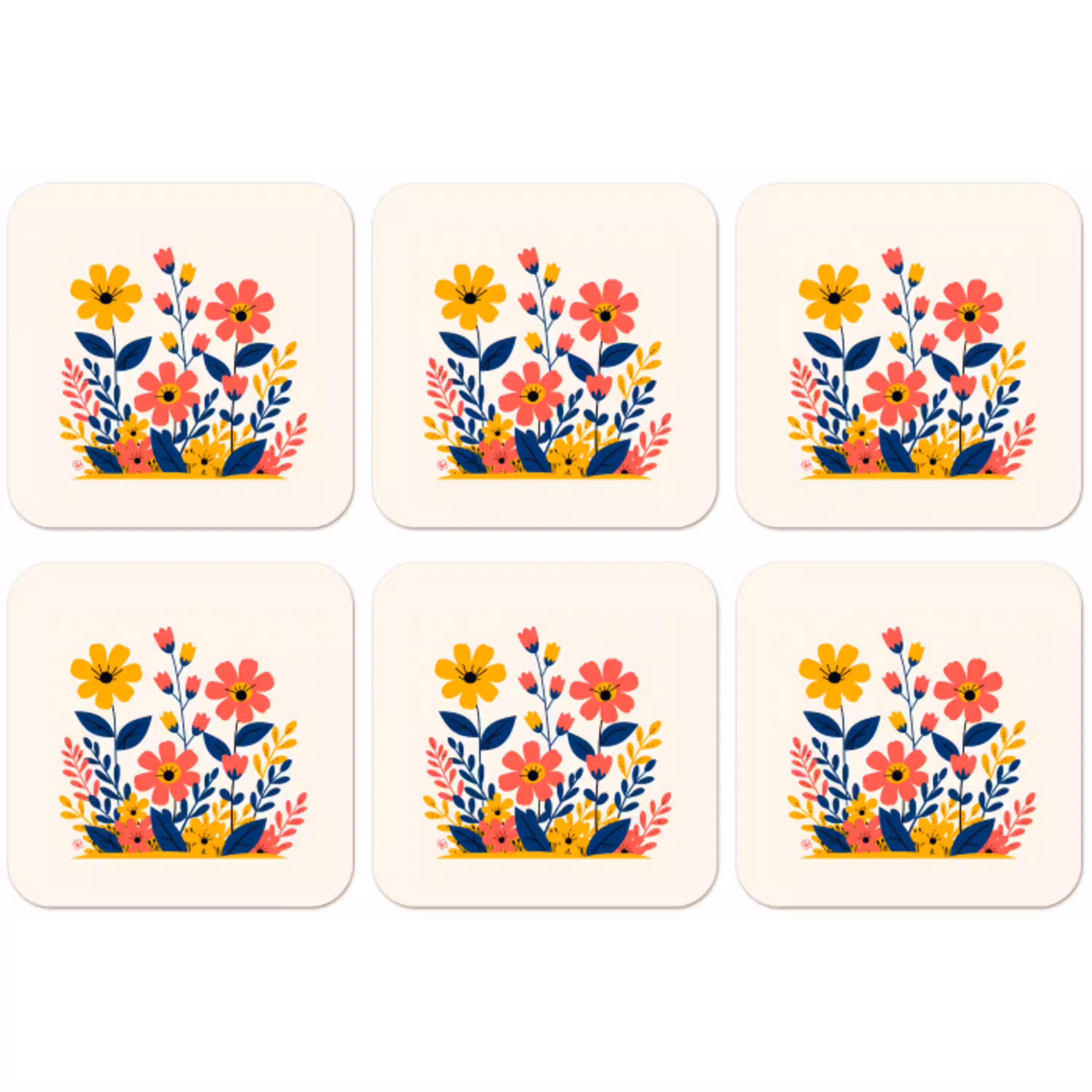 Illustratie - Bloemen - Bladeren - Roze onderzetter kurk middel -zkaufland3dotto