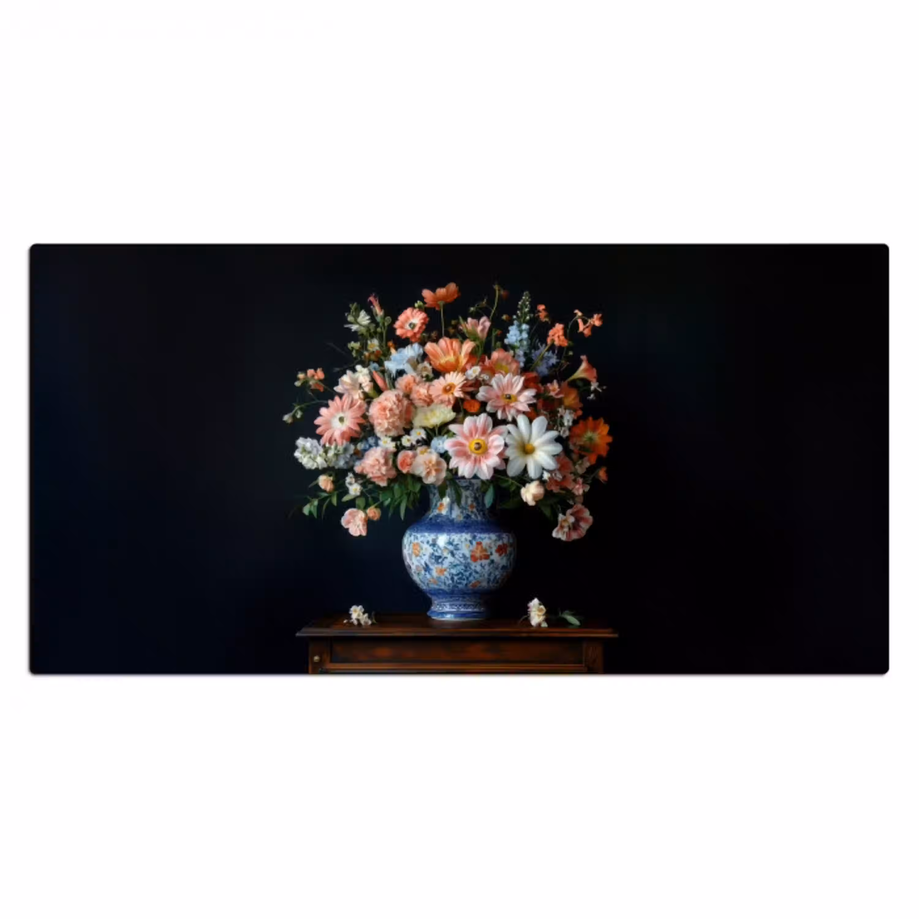 Hout - Vaas - Kleuren - Bloemen Muismat XXL klein -3d_leeg