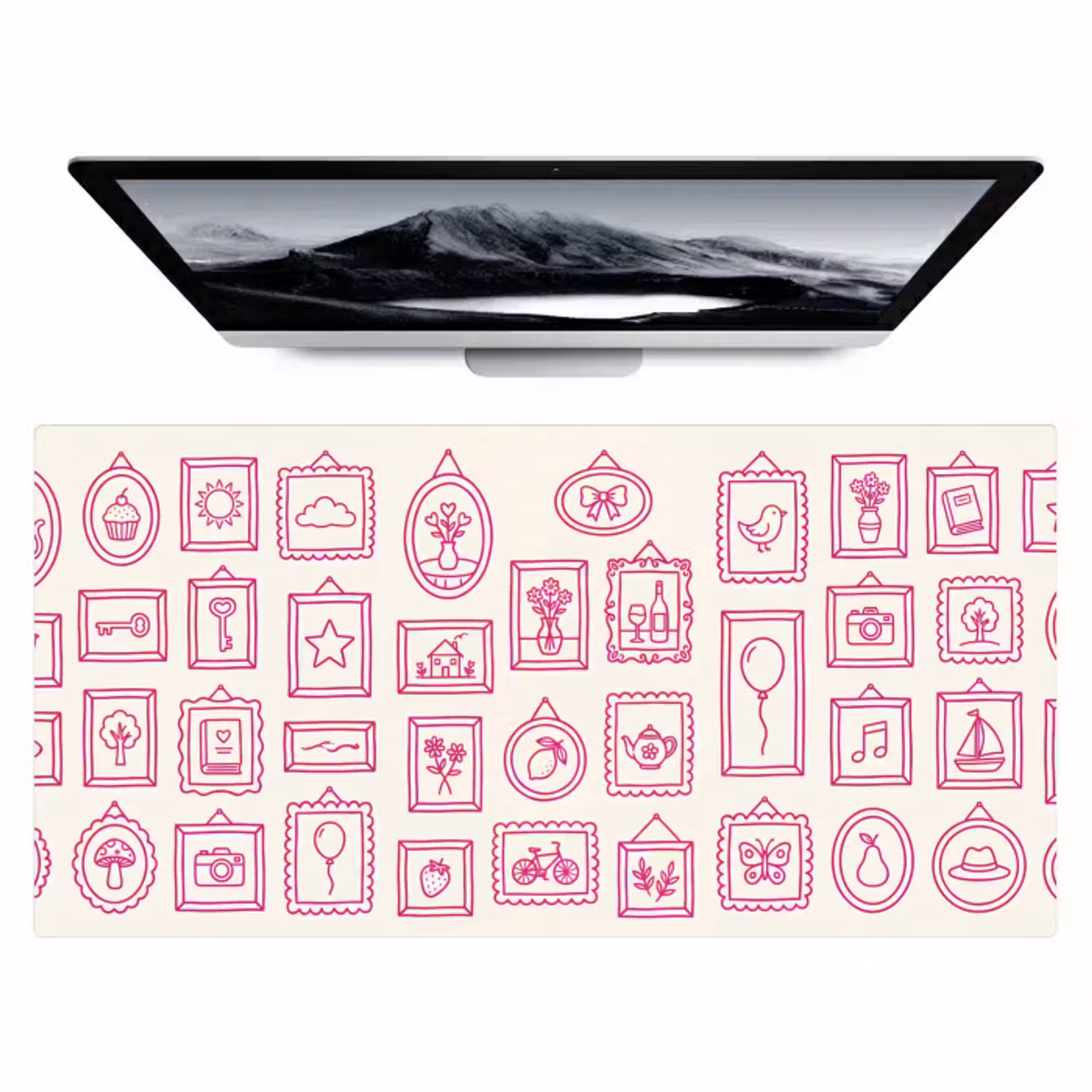 Illustratie - Collectie - Kunst - Minimalistisch - Roze Muismat XXL klein -zzz3d