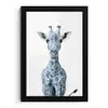 Giraffe - Delfts blauw - Dieren - Minimalistisch fotolijst zwart zonder passe partout klein -3d