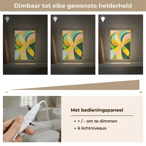 Abstract - Geel - Roze - Groen Light Box met kabel (Tafellamp) klein -USP_dimbaarNL