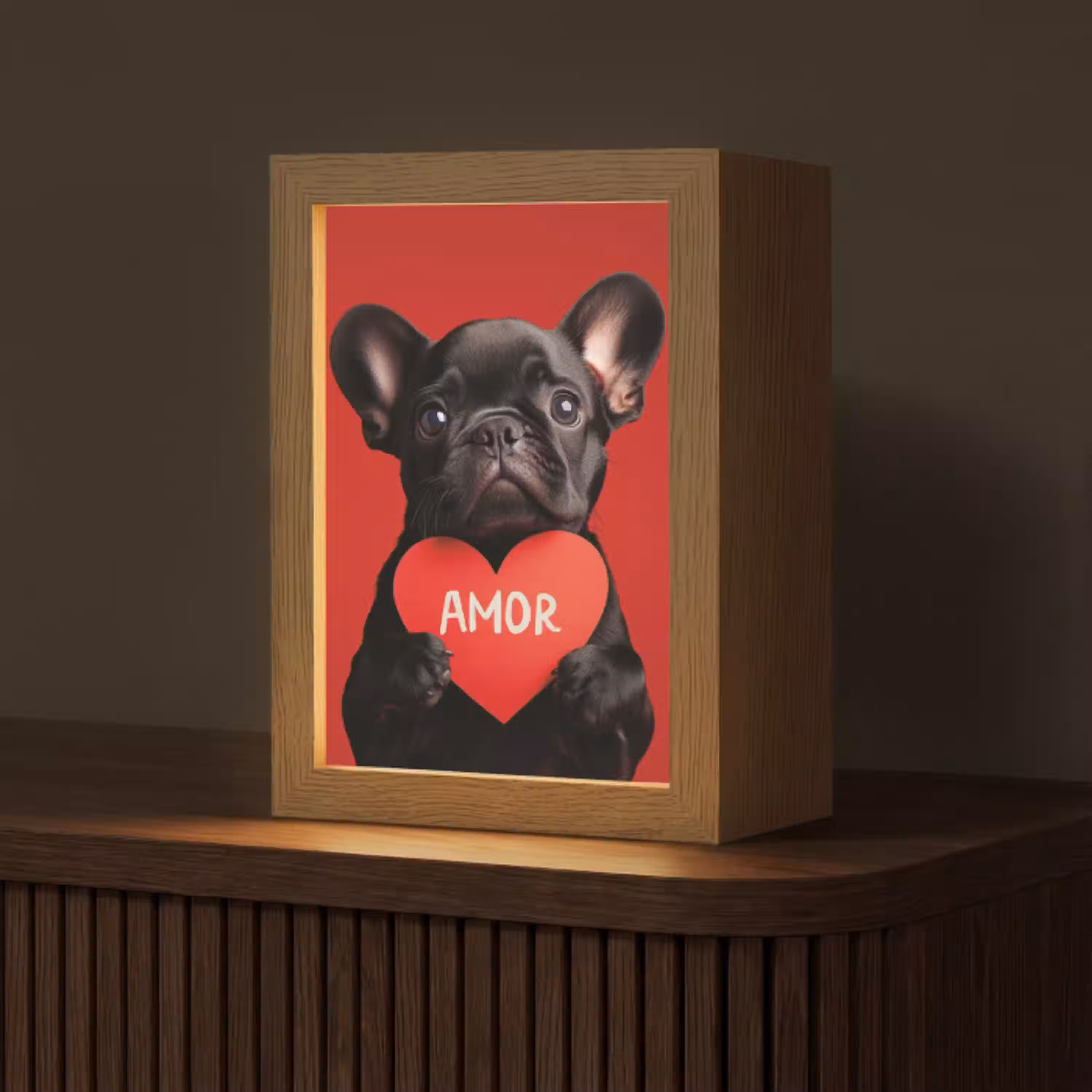 Amor - Hond  - Hartje - Rood Light Box met kabel (Tafellamp) klein -z3d_website