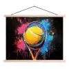 Graffiti - Tennis - Sport - Racket textielposter latten blank klein -3d